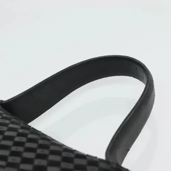 BALLY Hand Bag Leather Black Gold Auth BA1164